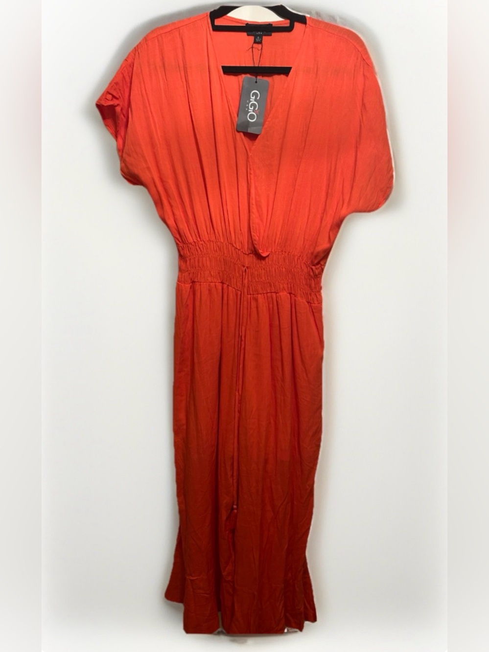 GiGiO Orange Open Wide-Leg side Slit Jumpsuit Boho Beach Summer Concert Sz S
